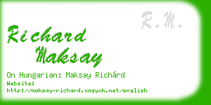 richard maksay business card