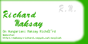 richard maksay business card